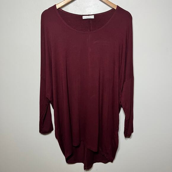 bryn Walker Tops - Bryn Walker Tunic Knit Burgundy Lagenlook Dolman Sleeve Hi Lo Oversize Casual M
